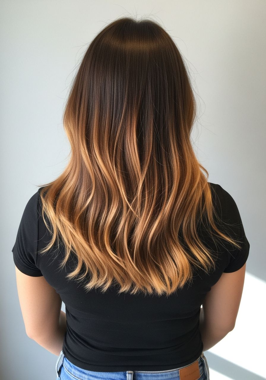 Balayage Eton, after reference, dark to bronde balayage with honey caramel ends and Hollywood waves, illustrative example for Leo & Simon Hair Salon, Eton near Windsor Balayage Eton, after reference, dark to bronde balayage with honey caramel ends and Hollywood waves, illustrative example for Leo & Simon Hair Salon, Eton near Windsor