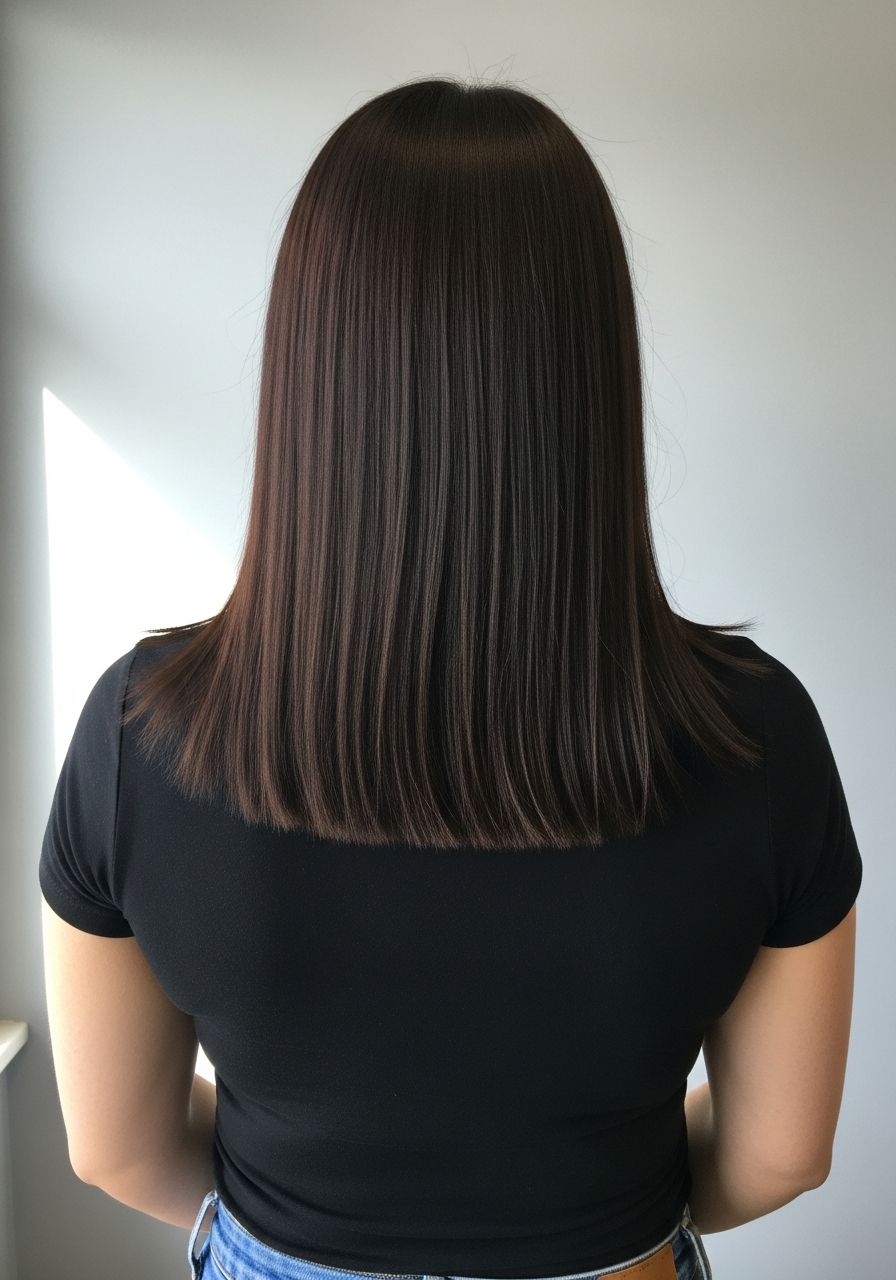 Balayage Eton, before reference, flat solid dark brunette mid-length hair, illustrative example for Leo & Simon Hair Salon, Eton near Windsor Balayage Eton, before reference, flat solid dark brunette mid-length hair, illustrative example for Leo & Simon Hair Salon, Eton near Windsor