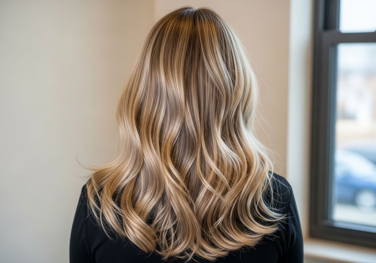 Premium hair extensions by Leo & Simon Hair Salon, Eton, long, glossy blended hair